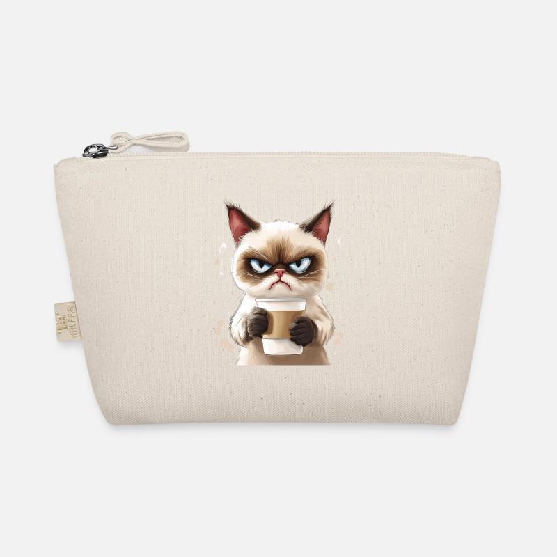 Grumpy Katze mit Kaffee - Morgenmuffel Bio-Täschchen