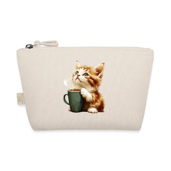 Cute kitten with coffee cup - Organic Pouch - nature - Front