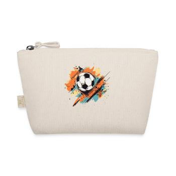 Stylish football with splashes of colour Orange Turquoise - Organic Pouch - nature - Front