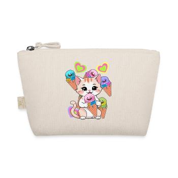 Katze Katzen Eis Kinder Kind Baby Kleinkinder - Bio-Täschchen - Natur - Vorne