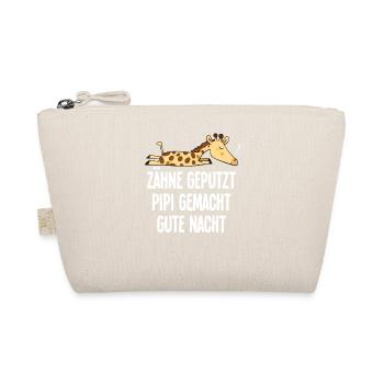 Sleeping Motif Funny Giraffe Teeth Brushed Saying - Organic Pouch - nature - Front