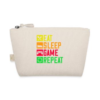 Kultiges Gaming-Motiv "Eat Sleep Game Repeat" - Bio-Täschchen - Natur - Vorne