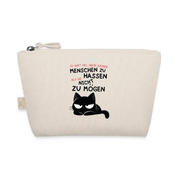 Schwarze Katze hasst Menschen – Zynisch & Lustig - Bio-Täschchen - Natur - Vorne