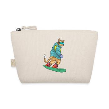 Katze Snowboarder Snowboard - Bio-Täschchen - Natur - Vorne
