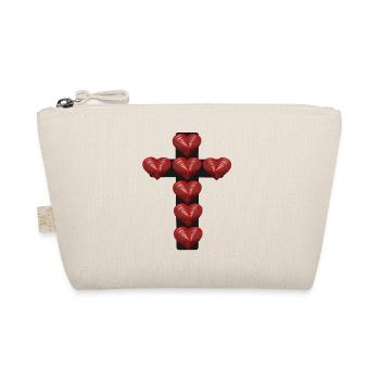 Kreuz Jesus Herz Herzen Kreuze Kruzifix - Bio-Täschchen - Natur - Vorne