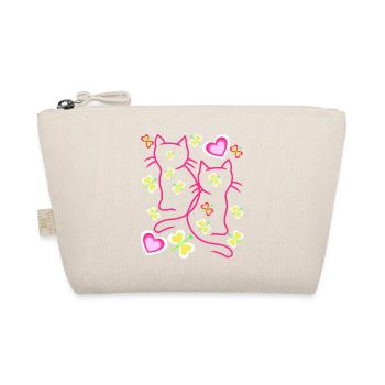 Cat Cats Kitten Valentine - Organic Pouch - nature - Front