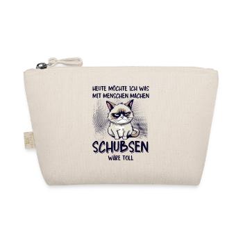Menschen schubsen - Süße Grump Style Katze - Bio-Täschchen - Natur - Vorne