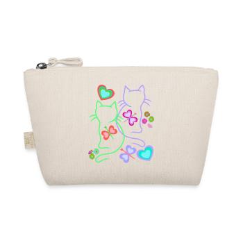 Spring Summer Retro Cats Cat Kids 80s - Organic Pouch - nature - Front
