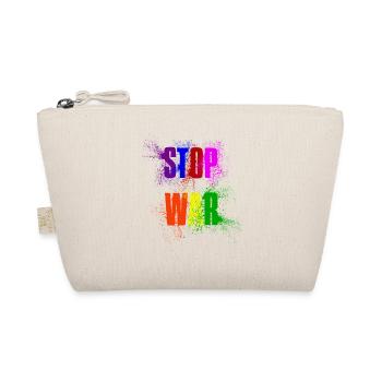STOP WAR – NO WAR - PEACE in rainbow colours - Organic Pouch - nature - Front
