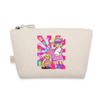 Kids Child Girl Bunny Chick Easter Retro - Organic Pouch - nature - Front