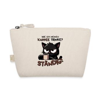 Kaffee. Ständig. Schwarze Katze mit Koffeinblick - Bio-Täschchen - Natur - Vorne