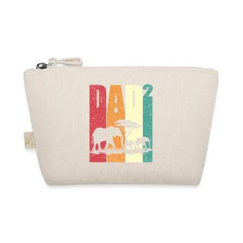 Elephant Two Kids Dad High 2 Father's Day Gift - Organic Pouch - nature - Front