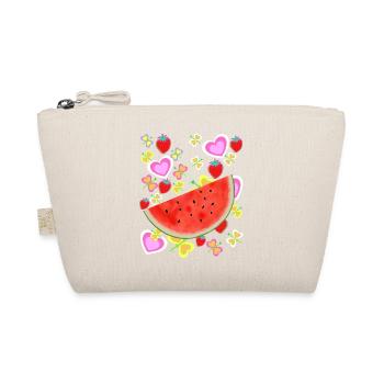 Obst Frucht Melone Retro Vintage Erdbeeren Herz - Bio-Täschchen - Natur - Vorne