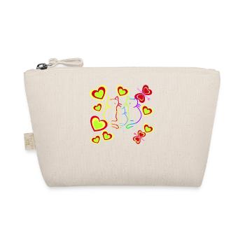 Retro Katzen Katzenfamilie Katze Kinder - Bio-Täschchen - Natur - Vorne