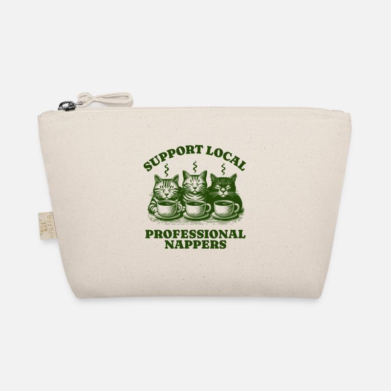 Support Local Professional Nappers Funny Cat Organic Pouch