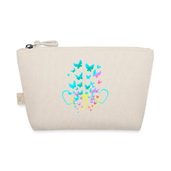 Retro Heart Hearts Butterflies Spring Valentine - Organic Pouch - nature - Front