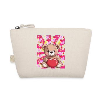 Retro Teddy Heart Hearts Vintage Bear Child Summer - Organic Pouch - nature - Front