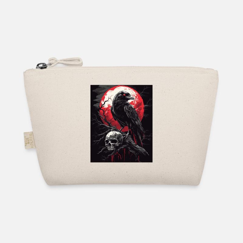 Raven Skull Moon Dark Gothic Black Crow Organic Pouch