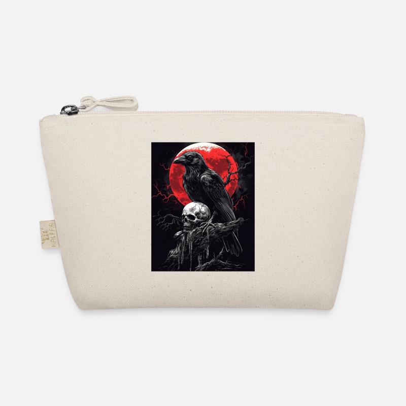 Raven Skull Moon Dark Gothic Black Crow Organic Pouch