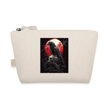 Raven Skull Moon Dark Gothic Black Crow - Organic Pouch - nature - Front