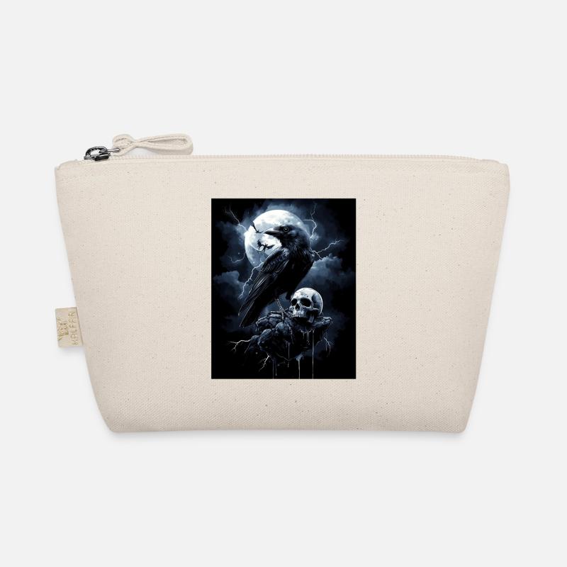 Raven Skull Moon Dark Gothic Black Crow Organic Pouch