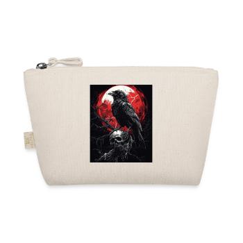 Raven Skull Moon Dark Gothic Black Crow - Organic Pouch - nature - Front