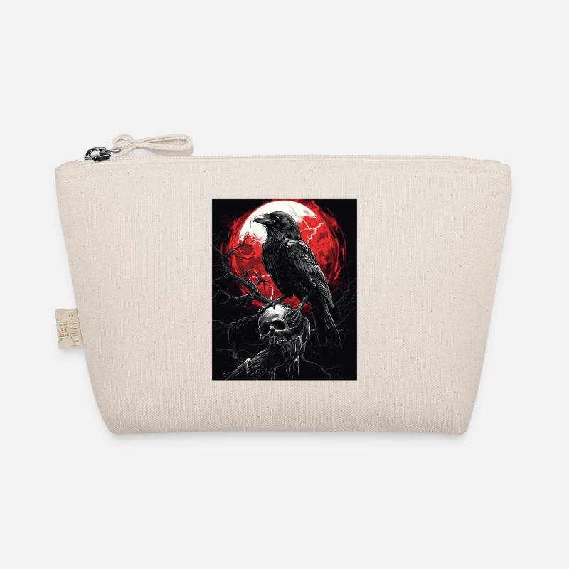 Raven Skull Moon Dark Gothic Black Crow Organic Pouch