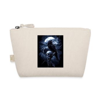 Raven Skull Moon Dark Gothic Black Crow - Organic Pouch - nature - Front