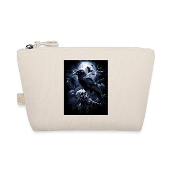 Raven Skull Moon Dark Gothic Black Crow - Organic Pouch - nature - Front