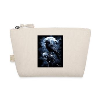 Raven Skull Moon Dark Gothic Black Crow - Organic Pouch - nature - Front