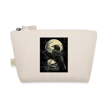 Raven Skull Moon Dark Gothic Black Crow - Organic Pouch - nature - Front