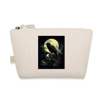 Raven Skull Moon Dark Gothic Black Crow - Organic Pouch - nature - Front