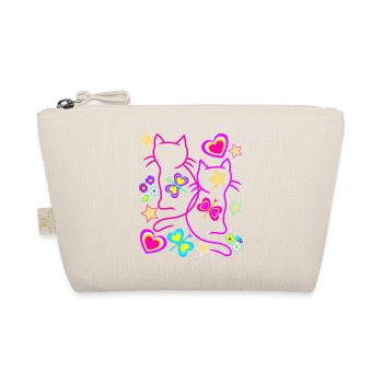 Cats Cat Retro Vintage 80s 90s Kids - Organic Pouch - nature - Front