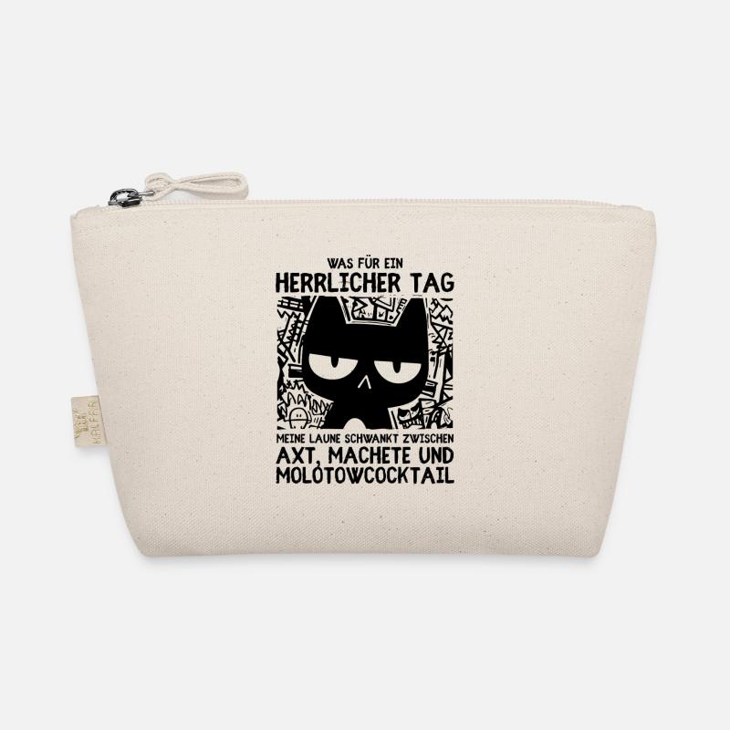 Minimalistische schwarze Katze mit Blick des Todes Bio-Täschchen