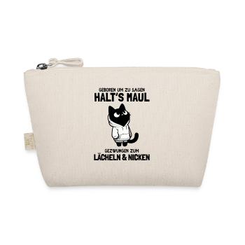 Halts Maul - Schwarze Katze mit weissem Hoodie - Bio-Täschchen - Natur - Vorne