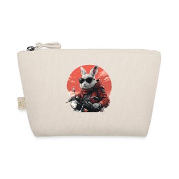 Lapin drôle, lapin de Pâques sur moto - Trousse biologique - nature - Devant