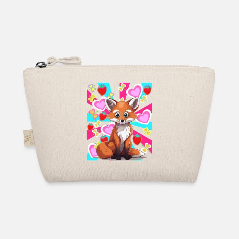 Retro Sommer Fuchs Waldbewohner Erdbeeren 80er Bio-Täschchen