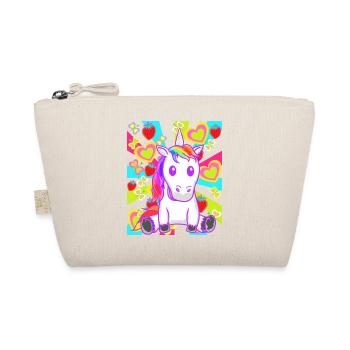 Sommer Retro Einhorn Einhörner Erdbeeren Obst - Bio-Täschchen - Natur - Vorne