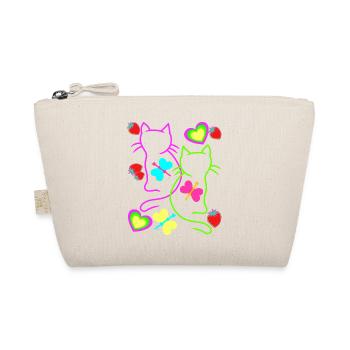 Retro Katzen Erdbeer Sommer Schmetterling Herz - Bio-Täschchen - Natur - Vorne