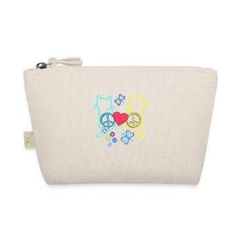 Retro Hippie Katzen Peace Katze Vintage Hippies - Bio-Täschchen - Natur - Vorne