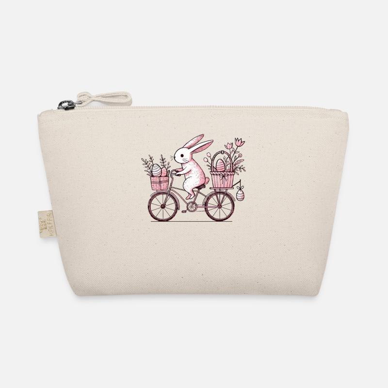 Ostern Hase Rad Vintage Stil - Bio-Täschchen - Natur