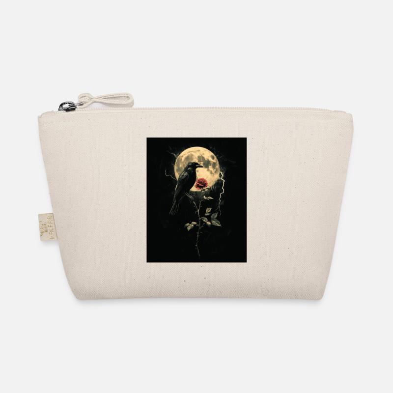 Raven Rose Moon Gloomy Gothic Black Crow Organic Pouch
