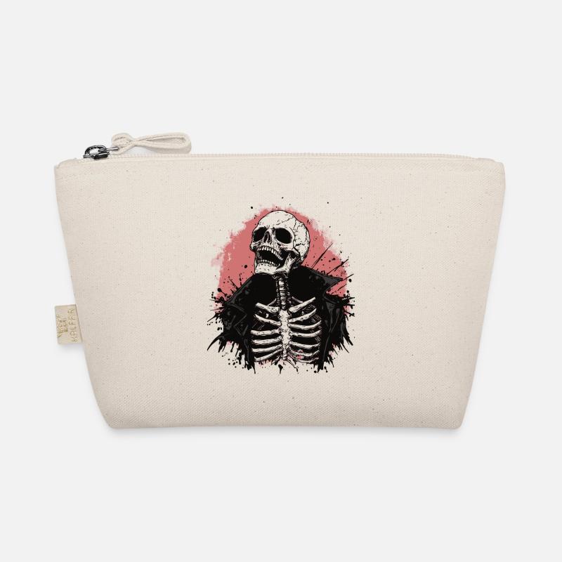 Skeleton with leather jacket in punk horror style Organic Pouch