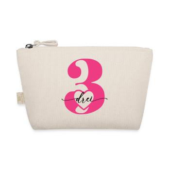 Digit Three 3 with Heart - Organic Pouch - nature - Front