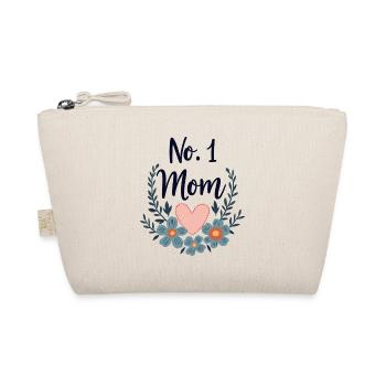 Beste Mama No 1 Mom – Herz & Blumen Geschenkidee - Bio-Täschchen - Natur - Vorne