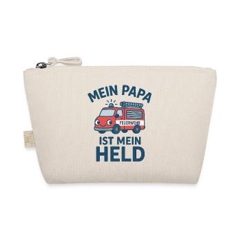 Logo Feuerwehr Kinder "Mein Papa ist mein Held" - Bio-Täschchen - Natur - Vorne