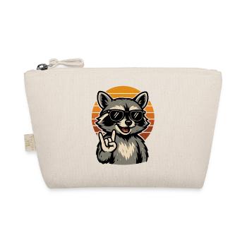 Lustiges Waschbär Rock Retro Musik Motiv - Bio-Täschchen - Natur - Vorne