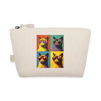 Coole Pop-Art Grump Katze mit Sonnenbrille - Bio-Täschchen - Natur - Vorne