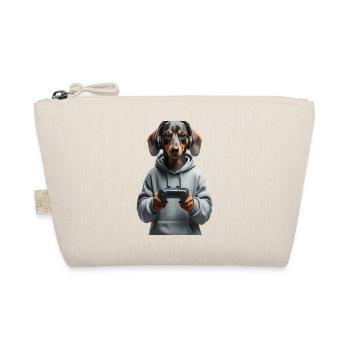 Gamer Dackel - Zockerhund mit Hoodie - Bio-Täschchen - Natur - Vorne