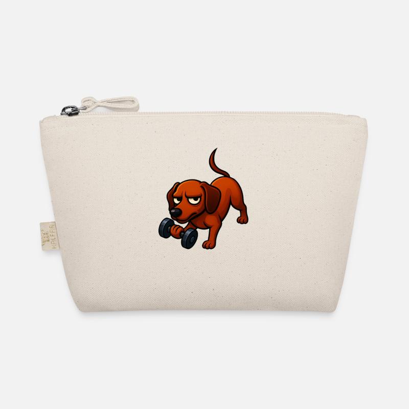 Energetischer Dackel mit Hantel Comic Motivation Bio-Täschchen